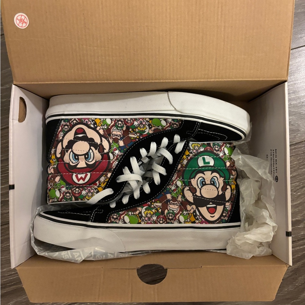 Vans High-Top Sneakers - Black with Mario Design - Picture 3 of 6